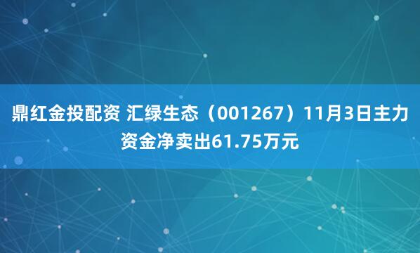 鼎红金投配资 汇绿生态（001267）11月3日主力资金净卖出61.75万元