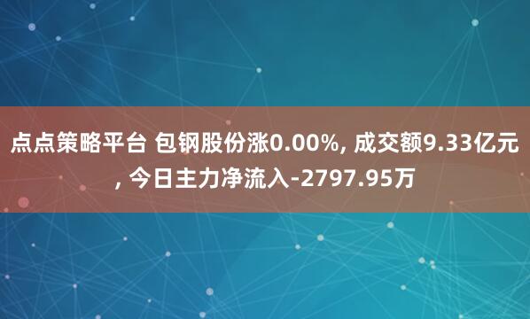 点点策略平台 包钢股份涨0.00%, 成交额9.33亿元, 今日主力净流入-2797.95万
